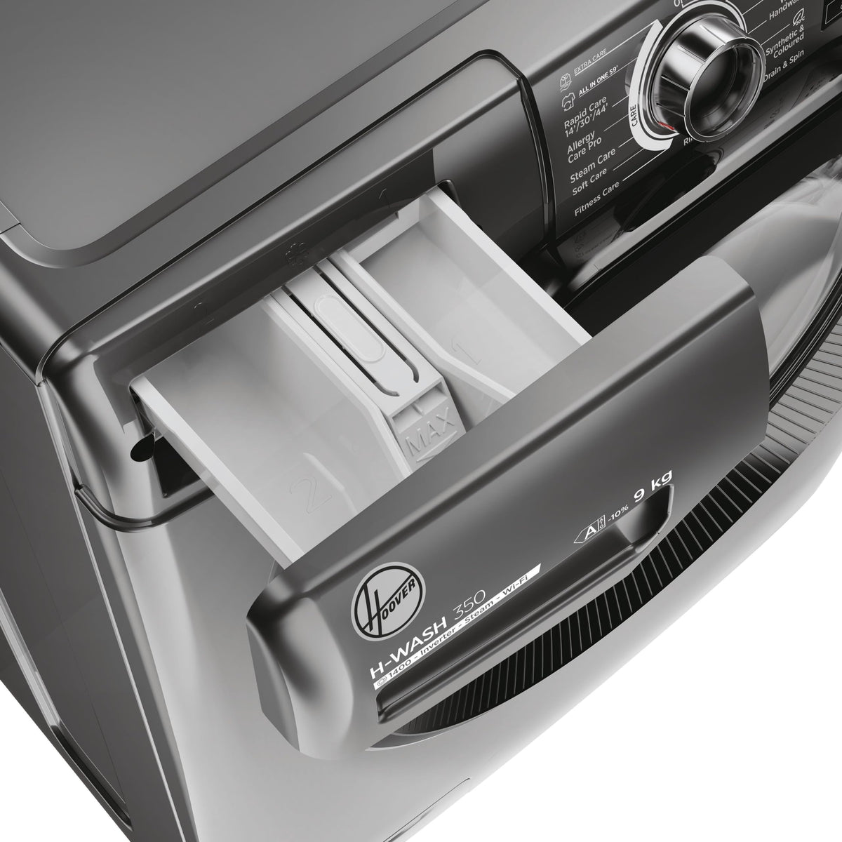Hoover H-WASH 350 9kg Freestanding Washing Machine, 1400 RPM, A Rated, ECO-Power Inverter Motor, hOn App, 60 Programmes