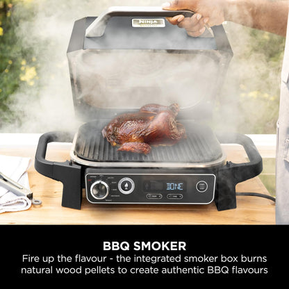 Ninja Woodfire Electric BBQ Grill & Smoker, 7-in-1 Outdoor Grill & Air Fryer, Roast, Bake, Dehydrate, Uses Woodfire Pellets