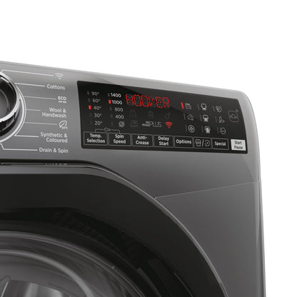 Hoover H-WASH 350 9kg Freestanding Washing Machine, 1400 RPM, A Rated, ECO-Power Inverter Motor, hOn App, 60 Programmes