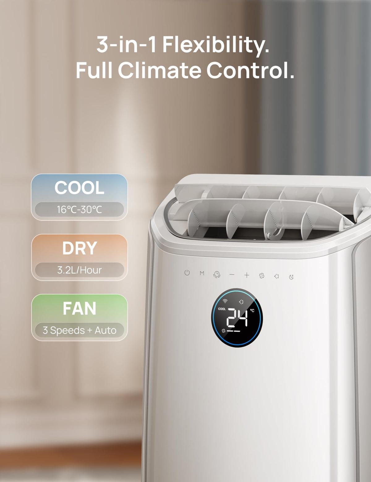 DREO 10000 BTU Portable Air Conditioner, 3-in-1 Cool/Fan/Dry Quiet AC Unit for Bedroom/Office, Smart App/Voice/Remote Control