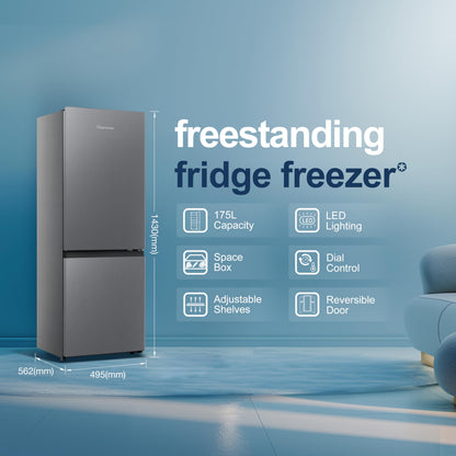 Fridgemaster MC50165EB 50cm Freestanding 60/40 Fridge Freezer - 175-litre capacity with Crisper box - Reversible Door