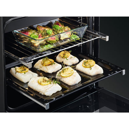 AEG 5000 Series SurroundCook Double Cavity Electric Cooker with Ceramic Hob, CCX6501ACM, Capacity 77/39L