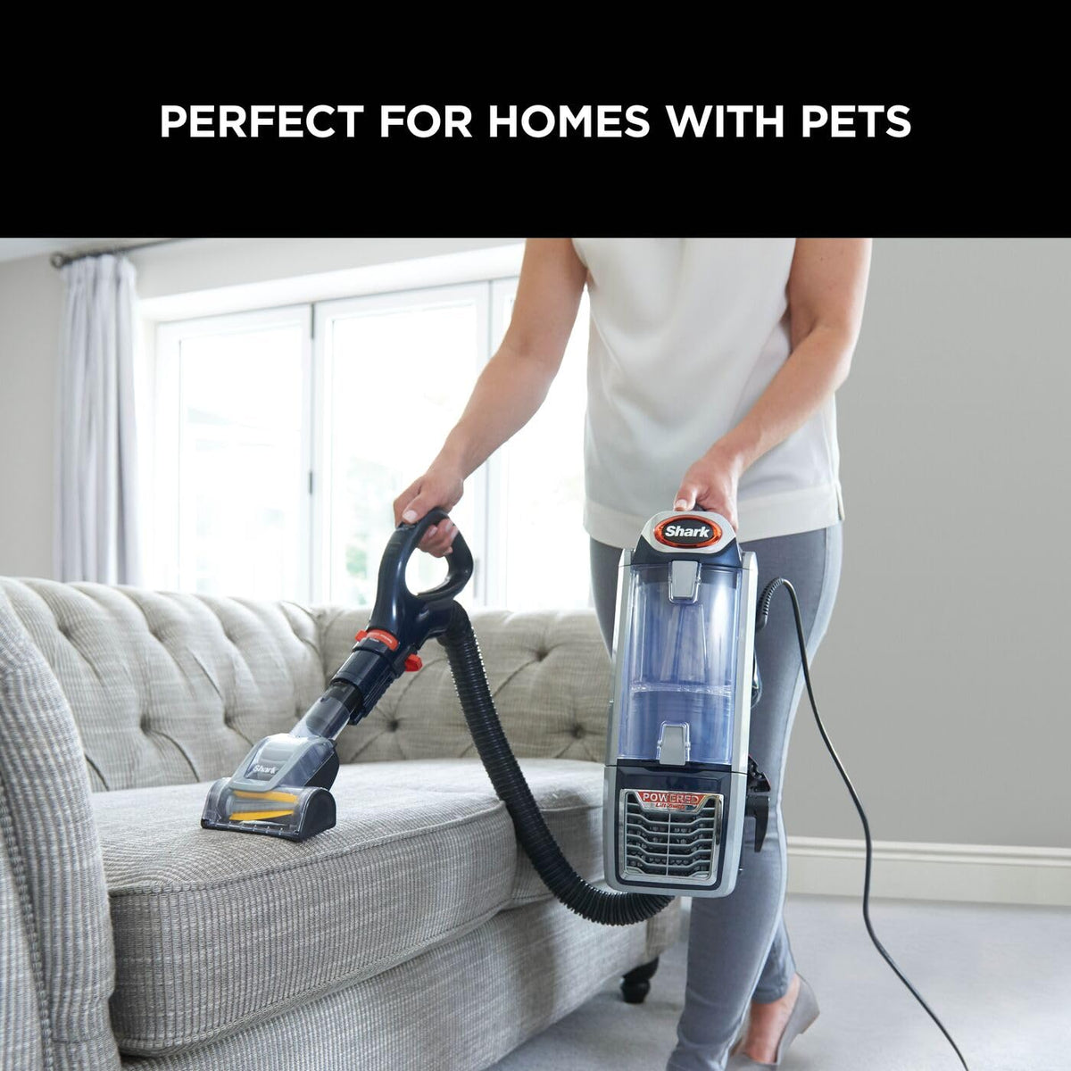 Shark Corded Upright Vacuum Cleaner,0.83L with Anti Hair Wrap Technology & DuoClean, Pet Model, Powered Lift-Away, LED Headlights