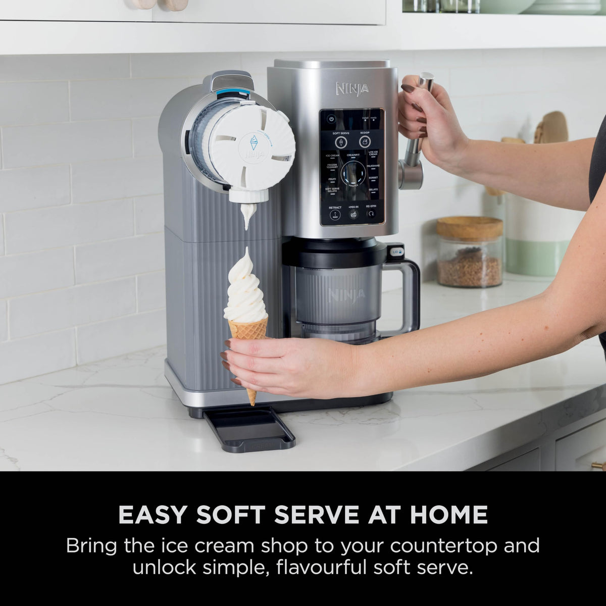 Ninja CREAMi Scoop and Swirl Soft Serve and Ice Cream Maker with 2x Tubs, 13 Functions, Makes Ice Cream, Soft Serve