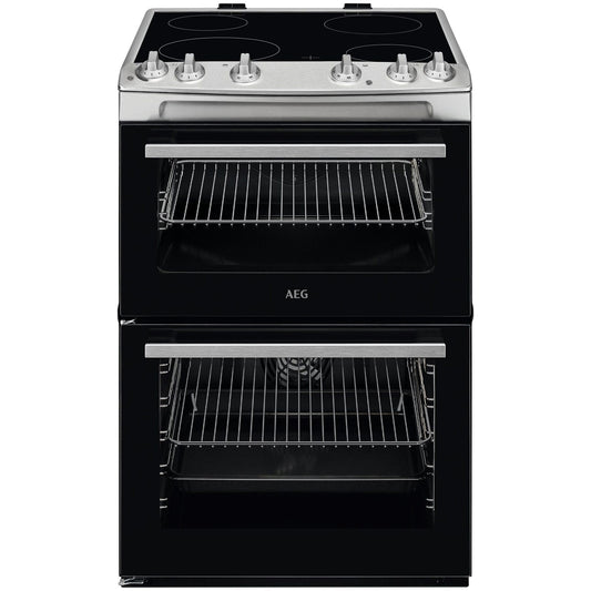 AEG 5000 Series SurroundCook Double Cavity Electric Cooker with Ceramic Hob, CCX6501ACM, Capacity 77/39L