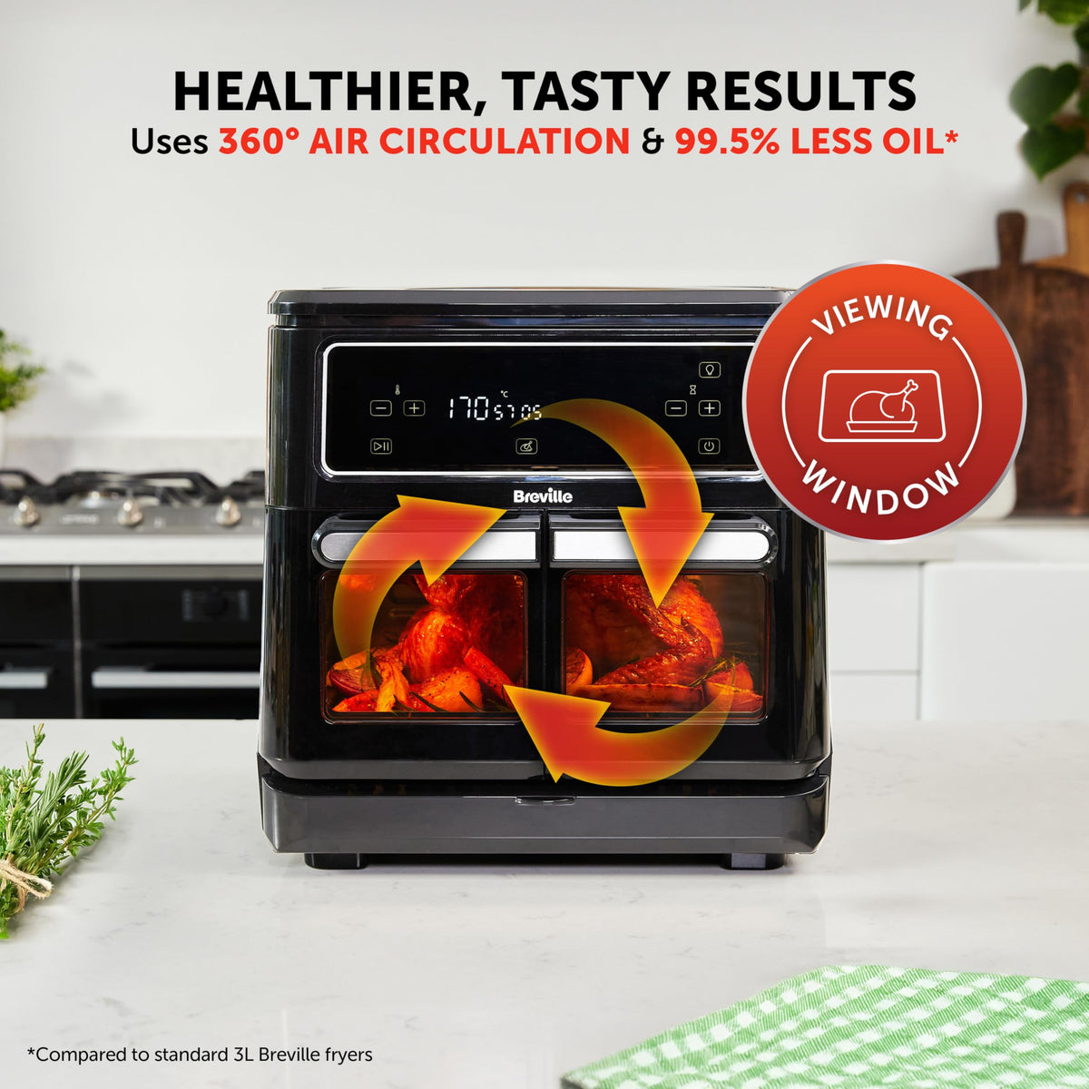Breville Halo Flexi Air Fryer | Digital Dual Air Fryer Oven | 11L: Serves 10+ People | FryBakeGrillRoast & Reheat | 2400 W