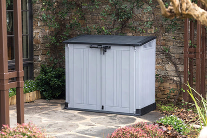 Keter Store It Out Nova Outdoor Garden Furniture Storage Shed Light Grey with Dark Grey Lid | Fade Free | All Weather Resistant