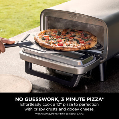 Ninja Artisan Electric Outdoor Pizza Oven & Air Fryer, 4 Functions: Pizza, Air Fry, Bake & Prove, 5 Pizza Settings, Includes 12-inch Pizza Stone