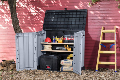 Keter Store It Out Nova Outdoor Garden Furniture Storage Shed Light Grey with Dark Grey Lid | Fade Free | All Weather Resistant